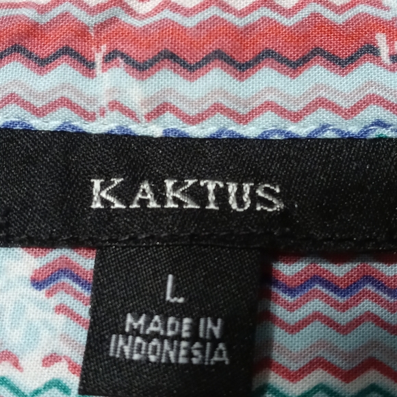 Kaktus Hi-Low Blouse Size Large Multi Color Stripes Soft 100% Rayon - Picture 3 of 14